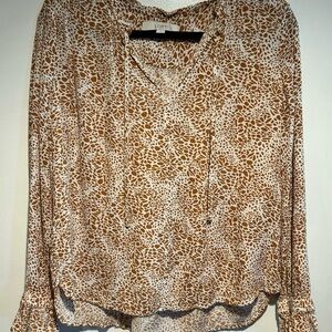 LOFT Brown and White Floral Blouse